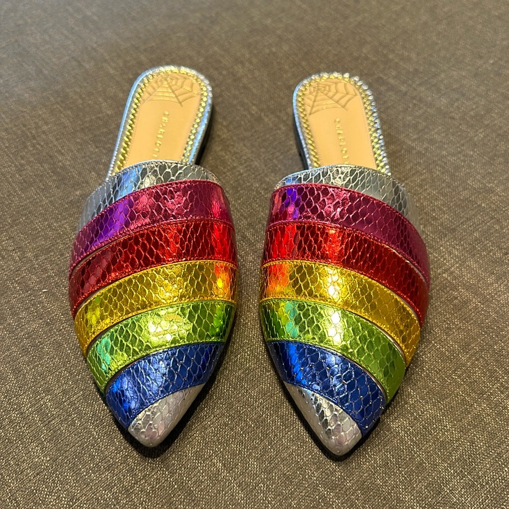 Charlotte Olympia Rainbow Leather Mules Sz. 36